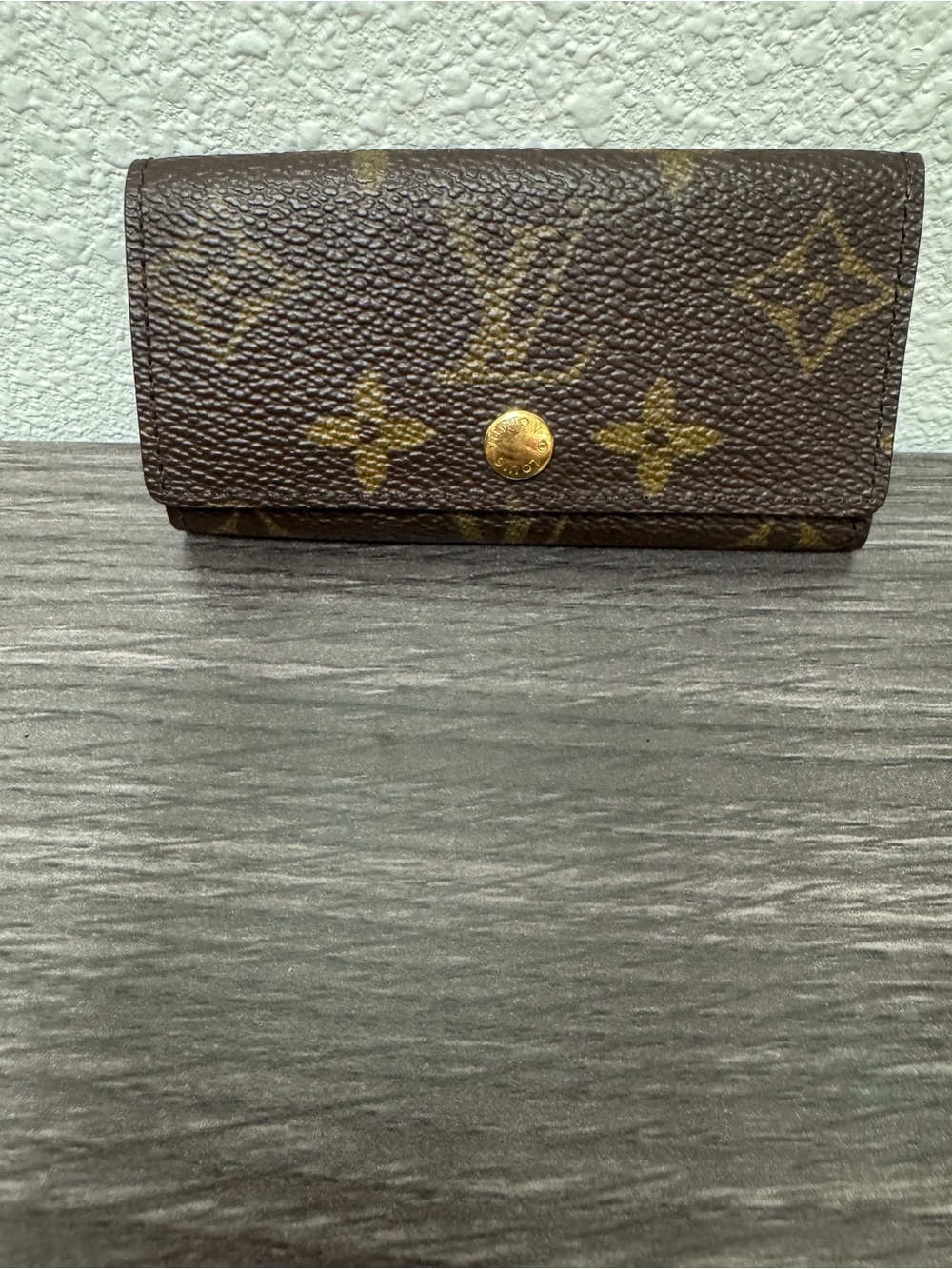 Louis Vuitton Brown Monogram Card Holder with Gold Snap